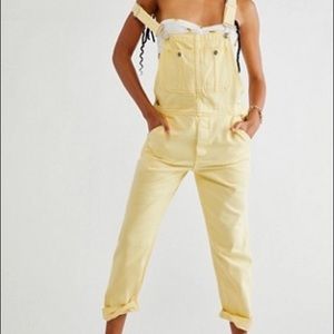 Free People Sunflower Boyfriend Overalls